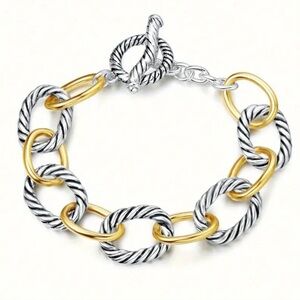 Women’s Elegant Two-Tone Stainless Steel Chain Bracelet - NWT